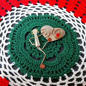 Artist made girl/heart brooch